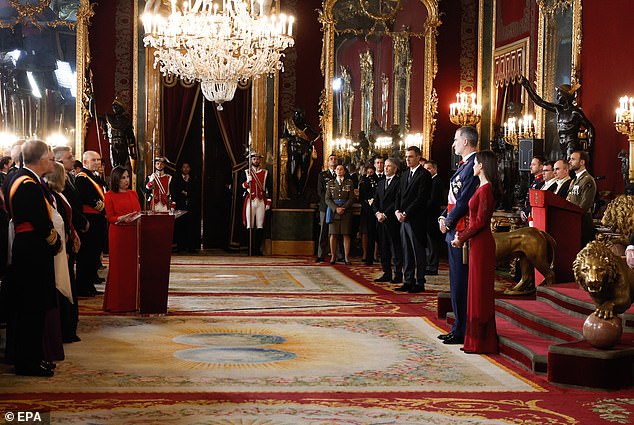 Spanish Defense Minister Margarita, left, addressed the assembly and the royal couple with a speech