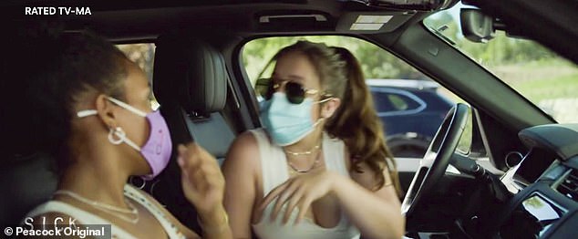 Safety First: The trailer opens with the masked women traveling to the lake house.