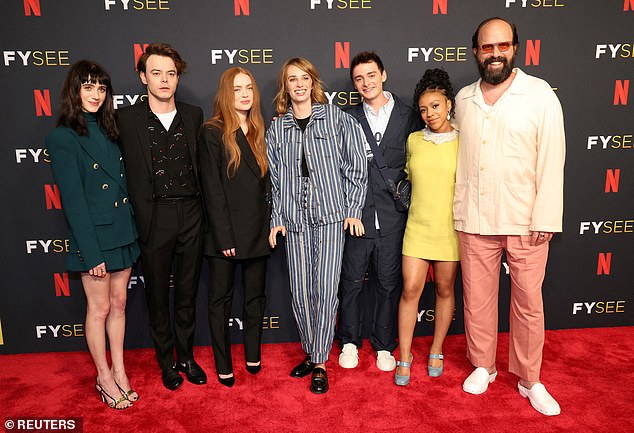 Rounded up: Another group of regulars playing teens, including Natalia Dyer, Joe Keery, Maya Hawke, and Charlie Heaton, are reportedly set to earn more than $6 million for the final season;  Dyer, Heaton, Sink, Hawke, Schnapp, Priah Ferguson and Brett Gelman spotted in May