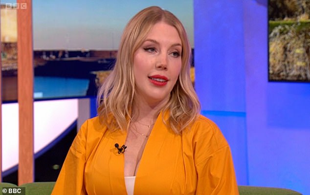 Radiant: The comedian, 39, looked incredible when she appeared on The One Show on Friday night as she opened up about welcoming her third child