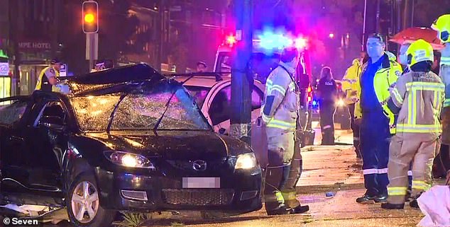 Patrol officers came across the two-car wreck near Hart Street in Tempe, in Sydney's Inner West, at around 11:25pm on Friday night.