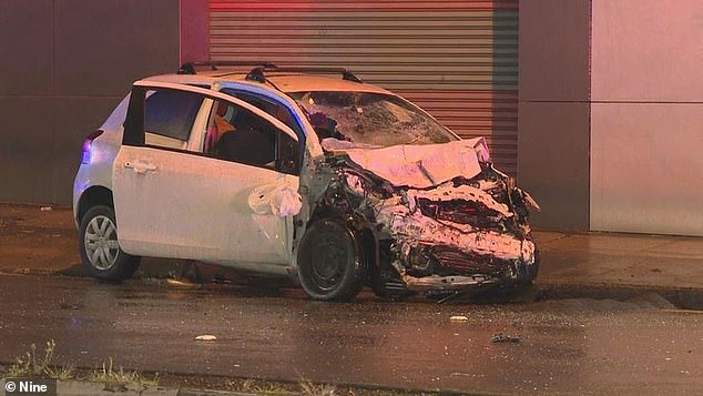 The driver of a Toyota Yaris (pictured), a 54-year-old man, was taken to the Royal Prince Alfred Hospital in serious but stable condition for mandatory tests.