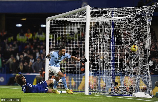 Riyad Mahrez (right) scored to give City a 1-0 win against Chelsea, moving them to 10th in the table.