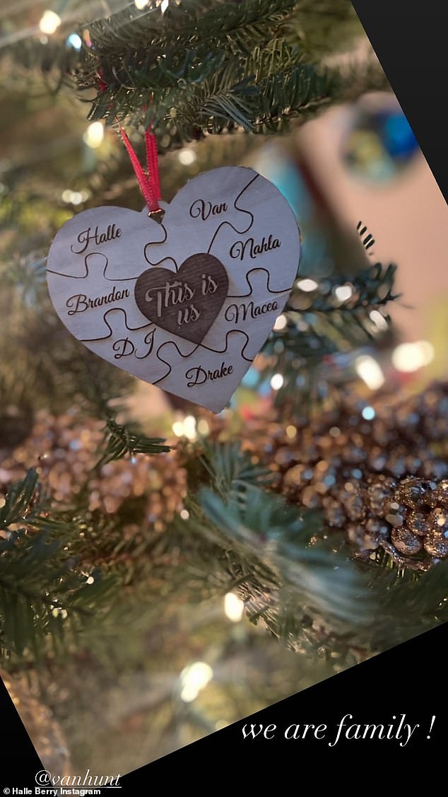 Family: The star also shared a photo of a heart-shaped ornament, with her and Van's names on it, as well as the names of their children, Nahla and Maceo, and the name of Van's son, Drake.