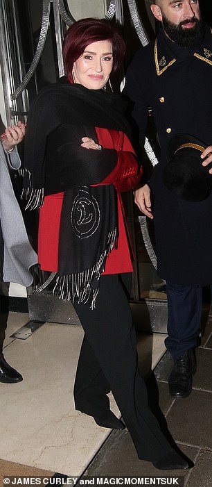 Putting her foot in this: Sharon was pictured leaving Claridges Hotel on Friday night, after revealing Kelly's son's name on live TV, which her daughter didn't like.