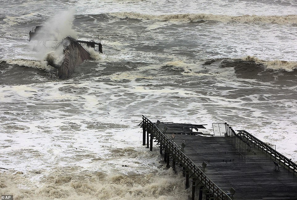 A pier was destroyed at Seacliff State Beach (pictured) after Thursday's deadly storm