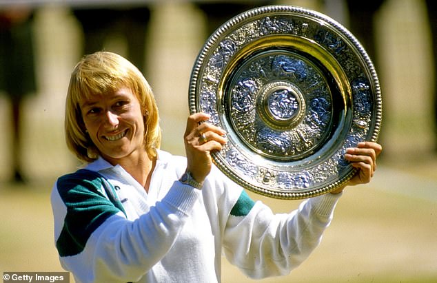 Navratilova, pictured here with the Wimbledon winner's plate, said the treatment was the toughest she'd ever done