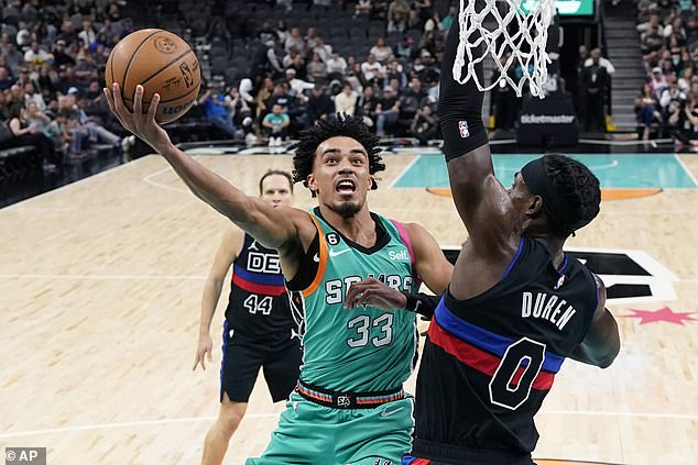 Spurs guard Tre Jones scored 25 points in an injured San Antonio team's win over Detroit.