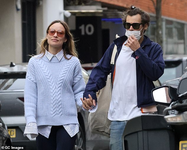 Difficult: It comes as Wilde is reportedly still trying to recover from her 'difficult' split from pop star Harry Styles, 28;  pictured 2022