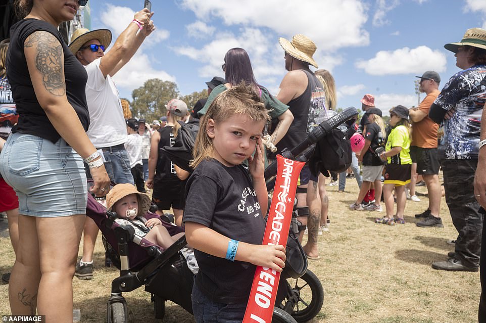 Contestants in the Summernats Dirty Mullet competition are seen during the 35th Summernats car festival in Canberra