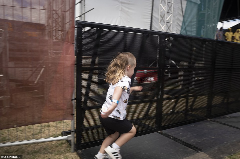 A young contestant in the Summernats Dirty Mullet competition is seen during the 35th Summernats car festival in Canberra