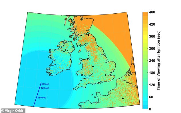 The company says it should be possible for most people in the UK and Ireland to see LauncherOne within 60 seconds of ignition, while those living on the coast of France, Portugal, and Spain will get a good view within two to three minutes