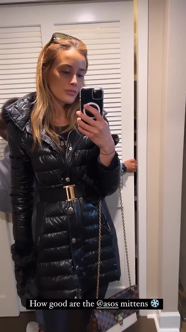 In a series of photos and videos shared on Instagram, the 39-year-old showed off her expensive ski gear, to which she added a surprisingly affordable pair of gloves from ASOS.