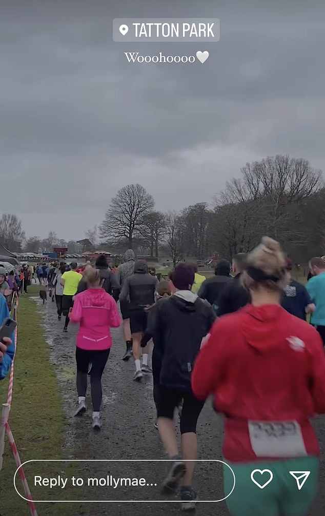 Solidarity: He shared a video of the boxer while he was running