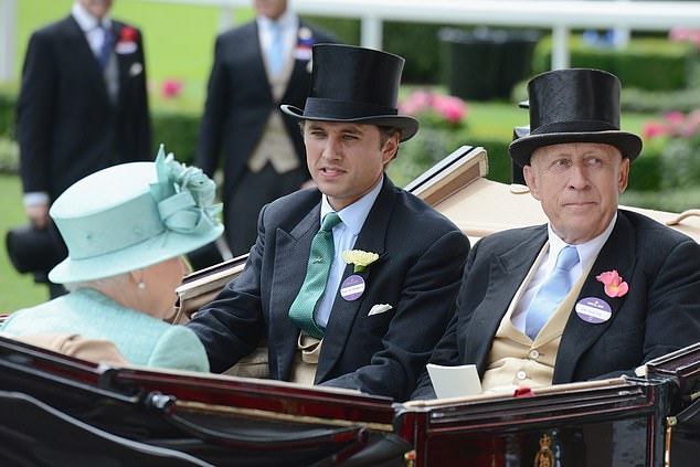 Van Straubenzee has known William since high school, and his family is known as one of the closest and most loyal allies of the royal family.  He is pictured (left) riding in a carriage with the Queen at Ascot in 2017.