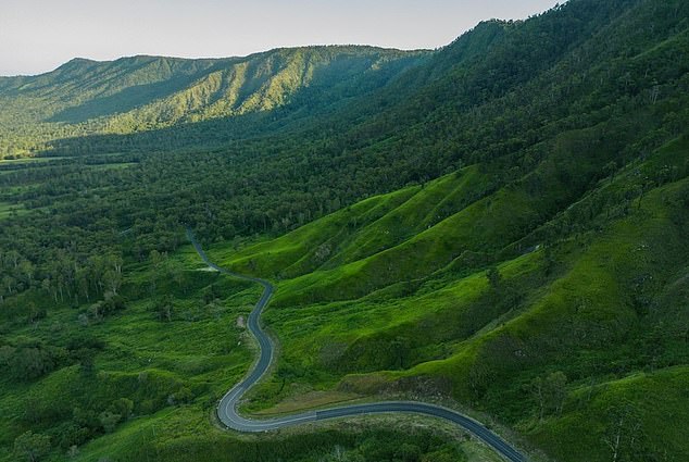 Mr Wood said he was photographing the valley (above) when he saw an eagle take its drone out of the sky