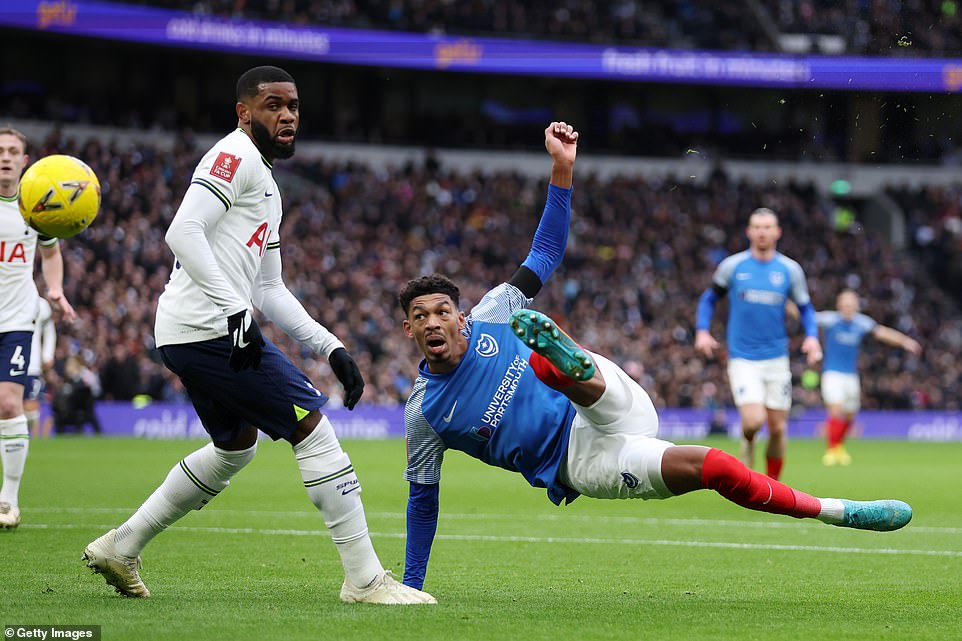 It was Portsmouth's Reeco Hackett-Fairchild who had the better first-half effort with an acrobatic shot that Fraser Forster had to avoid.