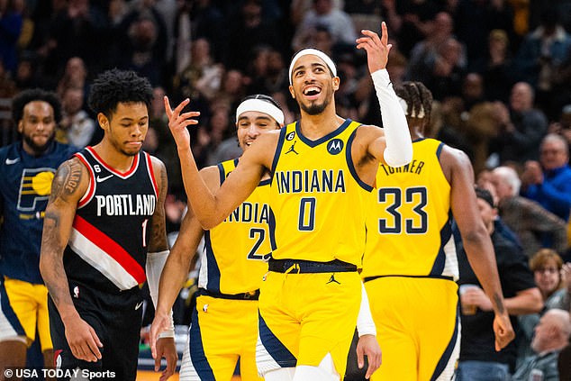 On the court during the game, the Pacers beat the Trail Blazers to seal a fifth straight home win.