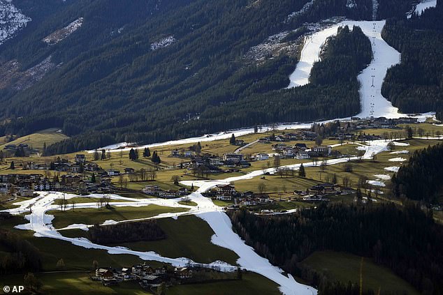 This slope near Schladming, Austria is one of many that has less snow than usual at this time of year.