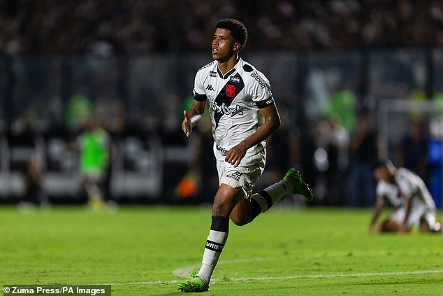 The 18-year-old midfielder has played 38 times for Vasco Da Gama in the Brazilian second division