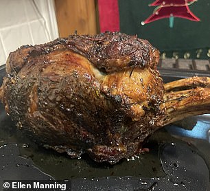 When Ellen took it out of the oven, the piece of meat looked appetizing and perfectly cooked on the outside.