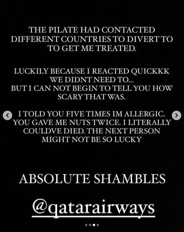 'Absolute shumbles': Fortunately, because the reality star 'reacted quickly', the plane did not need to make an emergency landing and his epipen managed to save his life