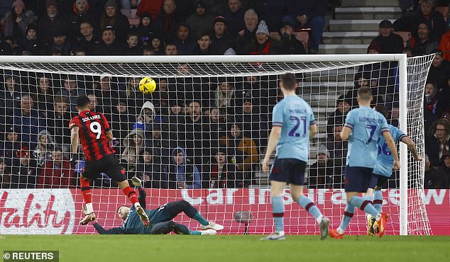 Dominic Solanke closed the gap with a header from point-blank range early in the second half