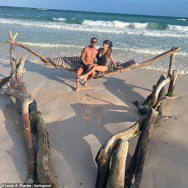 Beach fun: The couple also chilled on the beach together