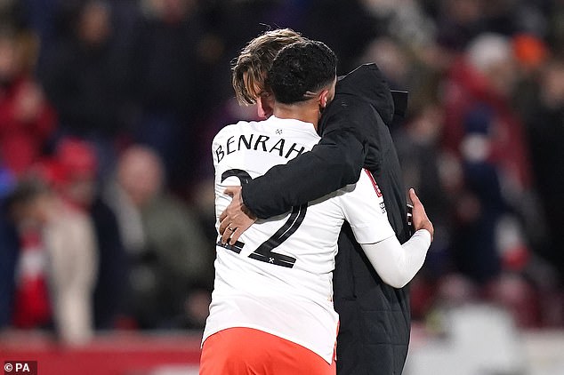 The West Ham striker had a hug with former full-time manager Thomas Frank