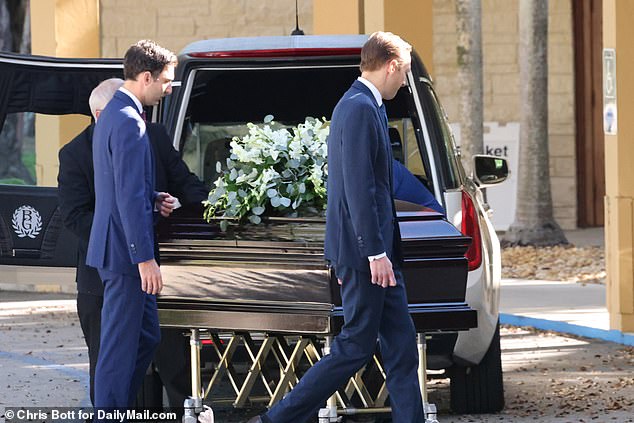 Tejera's casket was placed in the hearse after a service at St. Thomas Episcopal Church in Florida.