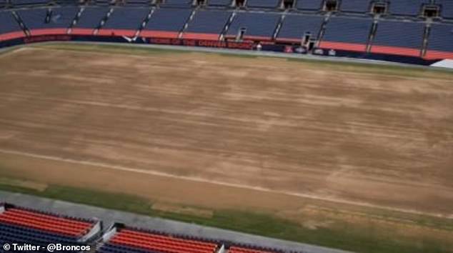 The Broncos shared video of the field's turf being ripped up and replaced on Saturday.