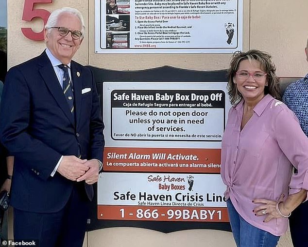 Ocala Mayor Kent Guinn (left) and Safe Haven Baby Boxes Founder and CEO Monica Kelsey (right)