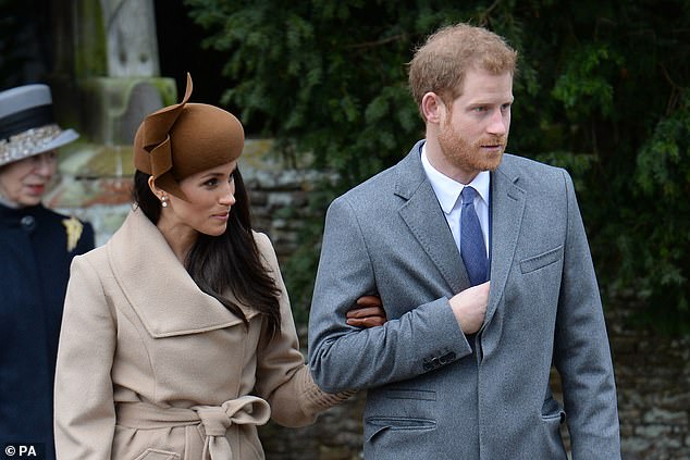 There is speculation that Harry may have included the admission in his memoir to counter claims that Meghan was rude to palace staff.  Pictured: The couple in 2017