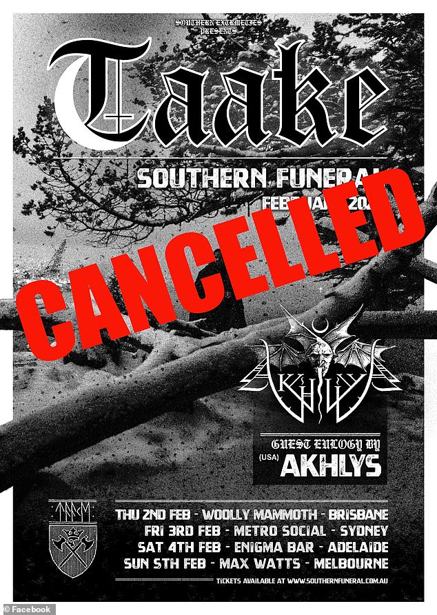 Concert promoter Southern Extremities issued a statement on Facebook on Friday saying the band's 2023 joint tour with American rock band AKHLYS had been cancelled.