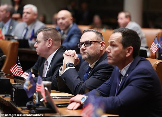 Novakov appears on his first day in the New York State Assembly in a photo posted to his Instagram earlier this week.