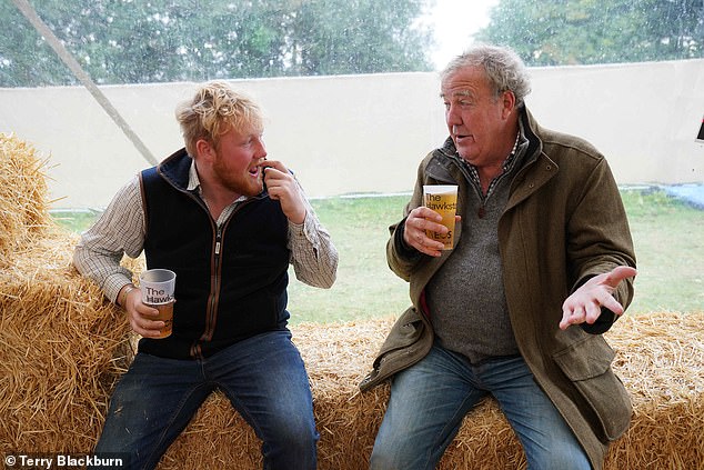 Jeremy Clarkson and his Clarkson's Farm co-star Kaleb Cooper enjoy drinks at Clarkson's Hawkstone Brewery