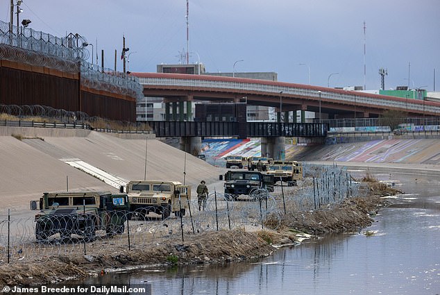 The Texas National Guard deployed along the border in El Paso late last year.  They are still there and have installed two miles of additional fencing with barbed wire.