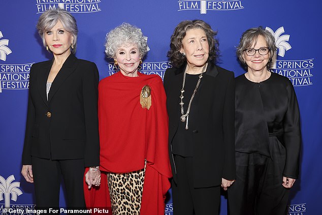 He recalled meeting Brady while attending the upcoming movie's premiere in Palm Springs on Friday night;  Jane seen with her co-stars Rita Moreno, Lily Tomlin and Sally Field on Friday