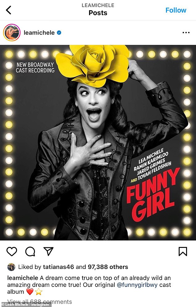 Another Dream Come True: Michele made another dream come true when she announced there will be an original @funnygirlbwy cast album