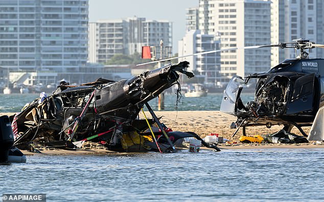 Elmarie Steenberg and Marle Swart were visiting Queensland's Gold Coast on January 2 when the two Eurocopter EC130s collided over the theme park (accident image)