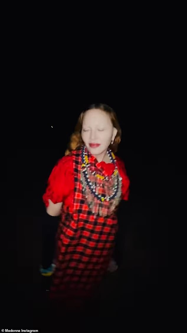 Moonlight: That night, Madonna revealed that they enjoyed a memorable moonlight dance session, with the legendary pop star showing off some wild choreography.  In the images, which were shared on Instagram, Madonna is seen with her children David, Mercy, Stelle and Estere at her campsite at night as a fire burned behind them.