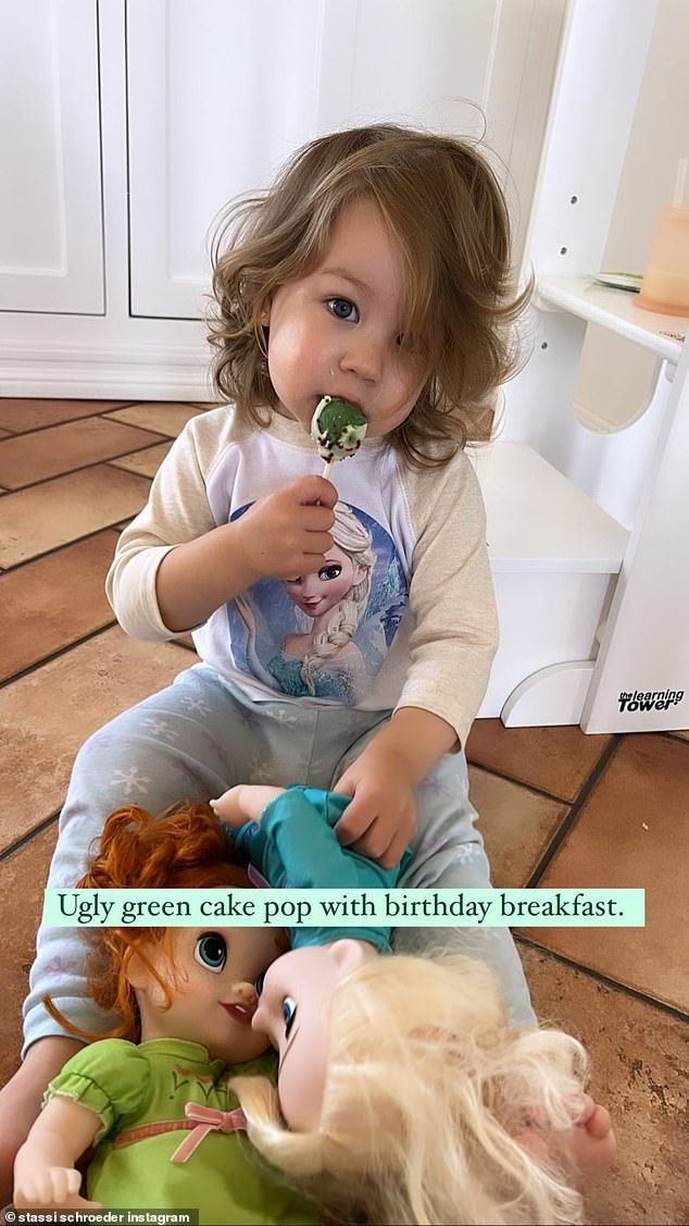 Frozen in time: Mom let her baby boy eat an 'ugly little green cake with his birthday breakfast' which he enjoyed while wearing his Frozen pajamas