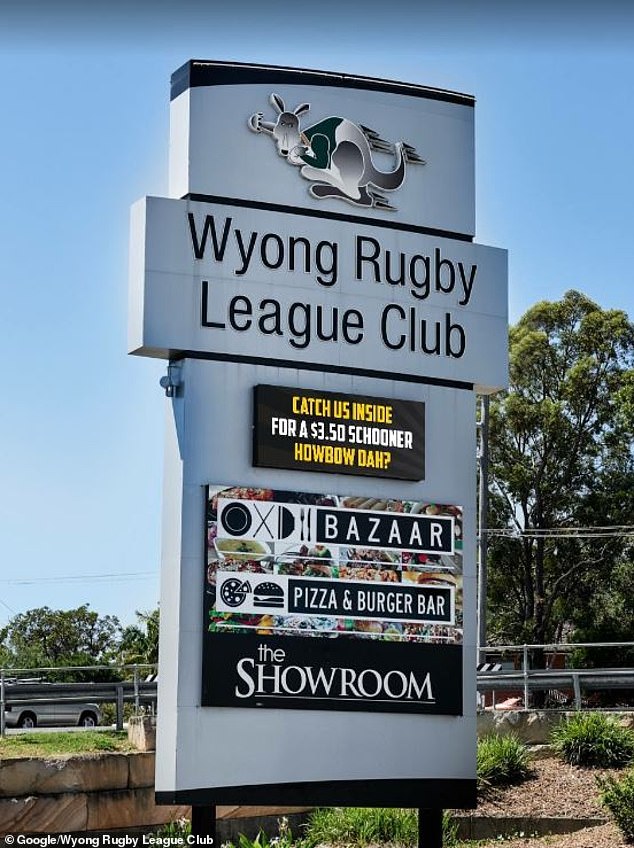 Rebecca Mossman-Riley, 29, allegedly passed her ex-boyfriend, 29, and his partner, 31, at the Wyong Leagues Club (pictured) just before 9:30 p.m. Saturday during a night of party.