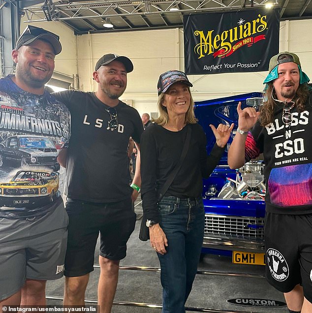 Australian ambassador Caroline Kennedy complied with the dress code and even flashed a 'hang loose' hand sign as she met Summernats fans.