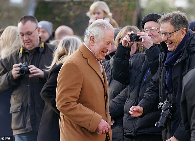 His Majesty was seen being greeted by well-wishers after a tumultuous few days that have tested the royal family.