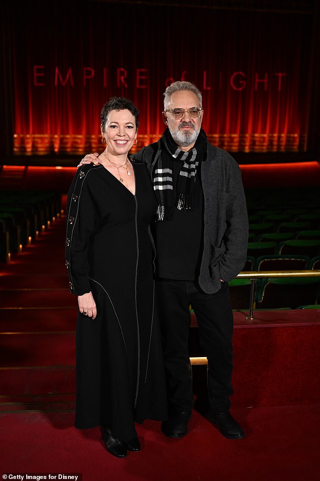 Star: Also at the event was film director Sam Mendes, 57, who looked dapper in all black.