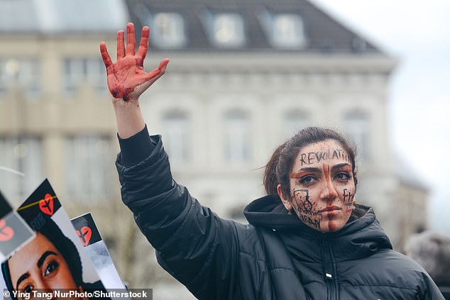 Protests in Bonn yesterday to mark the third anniversary of the downing of flight PS752