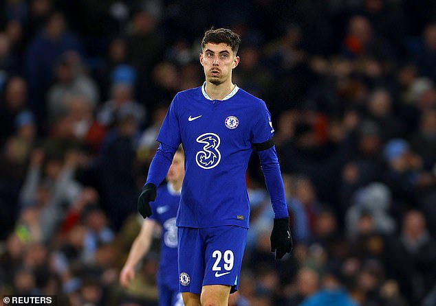 Kai Havertz was one of two Chelsea players to be substituted at half time for Graham Potter.