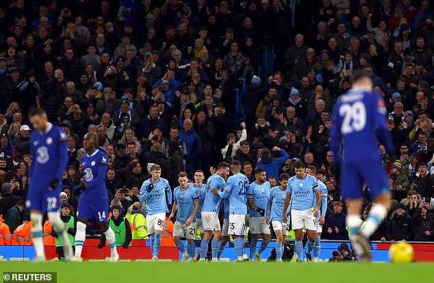 Chelsea went 3-0 down at half-time after goals from Riyah Mahrez, Julian Alvarez and Phil Foden