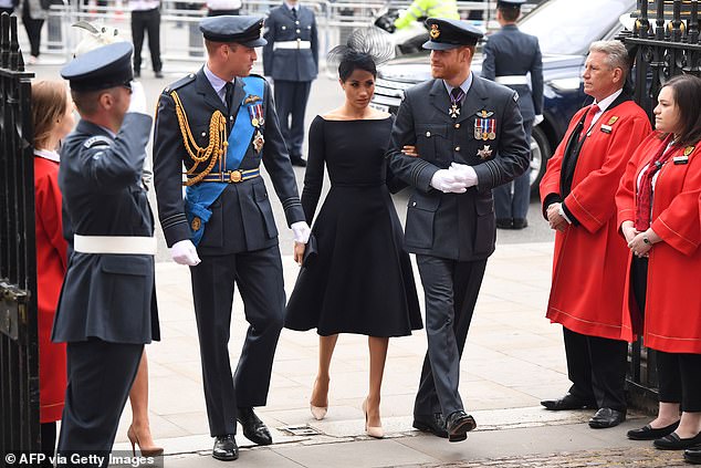 The Duke and Duchess of Sussex arrive with Prince William for a service to mark the centenary of the RAF at Westminster Abbey.  Prince Harry says he and his wife produced a 25-page report refuting bullying claims